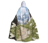 Mantello con cappuccio per adulti con paesaggio francese per Halloween, mantello lungo da strega e vampiro, mantello da fiera medievale e rinascimentale per cosplay, balli in maschera e feste a tem