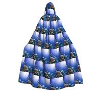 Mantello con cappuccio per adulti con squalo che nuota sotto il mare stampa Halloween adulto cappello oversize per vampiro