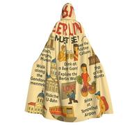 Mantello con cappuccio per adulti con stampa della guida di viaggio di Berlino, mantello con cappuccio per Halloween, strega, mago, costumi cosplay per uomini e donne
