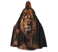 Mantello con cappuccio per adulti, con stampa dello sguardo del leone, mantelli unisex da mago, per feste e costumi cosplay