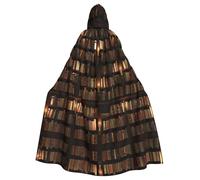 Mantello con cappuccio per adulti con stampa di libri per biblioteca, mantello con cappuccio per Halloween, strega, mago, costumi cosplay per uomini e donne