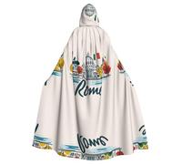 Mantello con cappuccio per adulti con stampa italiana Roma, mantello con cappuccio per Halloween, strega, strega, costume cosplay per uomo e donna
