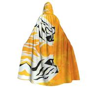 Mantello con cappuccio per adulti con stampe semplificate a forma di testa di tigre per feste in maschera ed eventi a tema