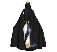 Mantello con cappuccio per adulti di Halloween con motivo a pinguino che guarda le stelle, da indossare durante Halloween, giochi di ruolo