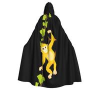 Mantello con cappuccio per adulti di Halloween con motivo a scimmia dorata che si arrampica sulla vite, da indossare durante Halloween e giochi di ruolo