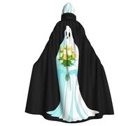 Mantello con cappuccio per adulti di Halloween con motivo "Il fantasma del bouquet" da indossare durante Halloween e giochi di ruolo