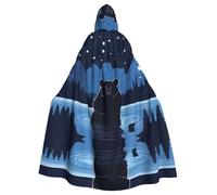 Mantello con cappuccio per adulti di Halloween con motivo "Orso che fa il bagno sotto le stelle" - Perfetto per Halloween, cosplay e feste a tema