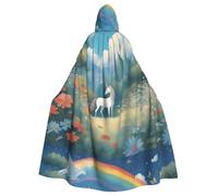 Mantello con cappuccio per adulti di Halloween con motivo unicorni in lontananza da indossare durante Halloween, giochi di ruolo