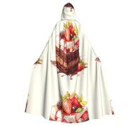 Mantello con cappuccio per adulti di Halloween WHJSSF Bella torta al cioccolato stampata mantello con cappuccio super grande con papillon