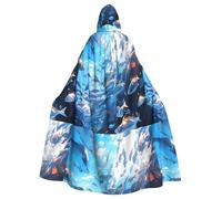 Mantello con cappuccio per adulti di Halloween WHJSSF Fish School on the Seabed stampato super grande mantello con cappuccio con papillon