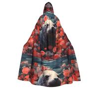 Mantello con cappuccio per adulti di Halloween WHJSSF Seal in the floreale stampato super grande mantello con cappuccio con papillon