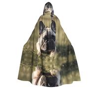 Mantello con cappuccio per adulti di Halloween YYHHAOFA Bulldog francese cane carino modello super grande mantello con cappuccio con papillon