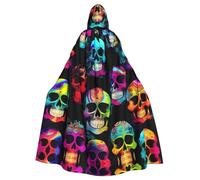 Mantello con cappuccio per adulti di Halloween YYHHAOFA colorato teschio modello super grande mantello con cappuccio con papillon