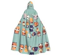 Mantello con cappuccio per adulti di Halloween YYHHAOFA Cute Little Animals Pattern Super Large Cappuccio Mantello con Papillon