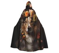 Mantello con cappuccio per adulti di Halloween YYHHAOFA Dog Girl con motivo floreale Super Large Mantello con cappuccio con papillon