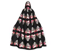 Mantello con cappuccio per adulti di Halloween YYHHAOFA Fancy teschio modello super grande mantello con cappuccio con papillon