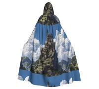 Mantello con cappuccio per adulti di Halloween YYHHAOFA Il castello sulla cima della collina modello super grande mantello con cappuccio con papillon