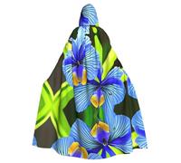 Mantello con cappuccio per adulti di Halloween YYHHAOFA Iris Flower Butterfly Pattern Super Large Mantello con cappuccio con papillon