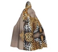 Mantello con cappuccio per adulti di Halloween YYHHAOFA Leopard Print Pattern Super Large Mantello con cappuccio con papillon