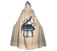 Mantello con cappuccio per adulti di Halloween YYHHAOFA Pianoforte Simbolo Musica Modello Super Large Mantello con Cappuccio con Papillon