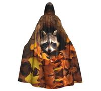 Mantello con cappuccio per adulti di Halloween YYHHAOFA Raccoon in autunno Foro Albero Modello Super Large Mantello con Cappuccio con Papillon