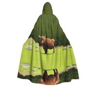 Mantello con cappuccio per adulti di Halloween YYHHAOFA Scottish Highland Cow modello super grande mantello con cappuccio con papillon