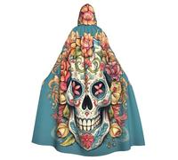 Mantello con cappuccio per adulti di Halloween YYHHAOFA Sugar Skull Print Pattern Super Large Mantello con cappuccio con papillon
