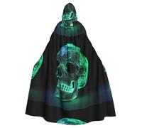 Mantello con cappuccio per adulti di Halloween YYHHAOFA verde strutturato teschio modello super grande mantello con cappuccio con papillon