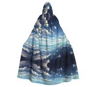 Mantello con cappuccio per adulti di Halloween YYHHAOFA White clouds over the sea Pattern Super Large Hooded Cloak con Papillon