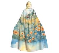 Mantello con cappuccio per adulti modello mulino a vento nel mare di fiori da indossare durante Halloween, giochi di ruolo