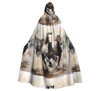 Mantello con cappuccio per adulti YYHHAOFA Il cavallo selvaggio al galoppo modello super grande mantello con cappuccio con papillon