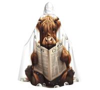 Mantello con cappuccio per costume da mucca carina e rilassata che legge per uomini e donne, per feste di Halloween e cosplay