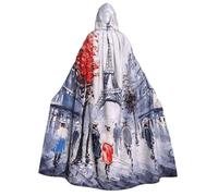 Mantello con cappuccio per Halloween, con stampa artistica con albero della città di Parigi, torre Eiffel, adatto per feste in maschera, feste di Natale, costume cosplay