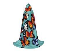 Mantello con cappuccio per Halloween, con stampa di farfalle e violoncello, unisex, accessorio per costume per feste, carnevale e altro ancora