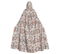 Mantello con cappuccio per Halloween con stampa floreale della Torre Eiffel di Parigi, mantello con cappuccio per adulti, costume di Halloween, cosplay, mantello da strega con comfort extra, nero