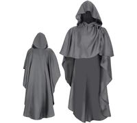 Mantello con cappuccio per Halloween, da cavaliere e monaco, stile medievale, vintage, alla moda, per giochi di ruolo, costumi di Halloween, feste in maschera