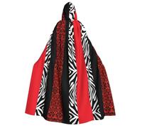 Mantello con cappuccio per Halloween, stampa animalier, leopardo rosso e zebra, per feste, carnevale, mostre di fumetti, mascherata, unisex per adulti