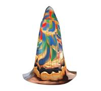 Mantello con cappuccio per Halloween, stampa di pane dipinto, per adulti, unisex, accessorio per feste, carnevale e molto altro