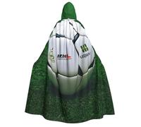 Mantello con cappuccio per Halloween, unisex, per adulti, bianco, con stampa di palloni da calcio, per feste, carnevale, mostre di fumetti