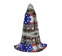 Mantello con cappuccio per il giorno della commemorazione patriottica dei soldati militari americani per adolescenti strega vampiro Cosplay festa Halloween Natale stampato lungo mantello