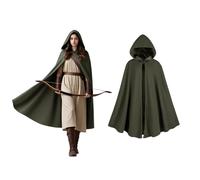 Mantello con cappuccio rinascimentale medievale da uomo Mantello da strega gotico Cosplay Mantello Halloween Costume (Verde)