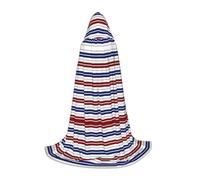 Mantello con cappuccio rosso blu bianco grigio strisce per adolescenti strega vampiro Cosplay partito Halloween Natale stampato lungo mantello