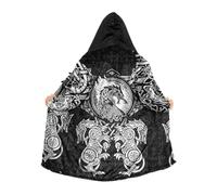 Mantello con Cappuccio Unisex Amuleto Drago Vichingo - Mitologia Norrena, Cappotto Giacca Calda in Cashmere, Giacca Pagana, Regali Vichinghi per Uomo(Viking Dragon Grey,3XL)