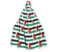 Mantello con cappuccio unisex con stampa bandiera della Palestina, stile medievale, per cosplay di Halloween, feste di Natale
