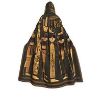 Mantello con cappuccio unisex con stampa di geroglifici egizi antichi vichinghi medievali per cosplay di Halloween, feste di Natale