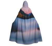Mantello con cappuccio, unisex, per adulti, con stampa a tema Lago sotto il tramonto, per feste, carnevale, mostre di fumetti