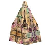 Mantello con cappuccio unisex per adulti con stampa della Torre Eiffel di Parigi, tunica da mago, mantello da cosplay per uomini, tema di carnevale, decorazione per feste
