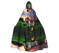 Mantello con cappuccio unisex per adulti, per Halloween, con stampa di Old Tractor Photo Farm Full Print per cosplay, feste ed eventi a tema