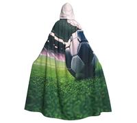 Mantello con cappuccio unisex per adulti, per Halloween, con stampa di palloni da calcio, per cosplay, feste ed eventi a tema