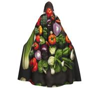 Mantello con cappuccio unisex per adulti, per Halloween, introduzione di varie verdure, con stampa completa, per feste, carnevale, mostre di fumetti